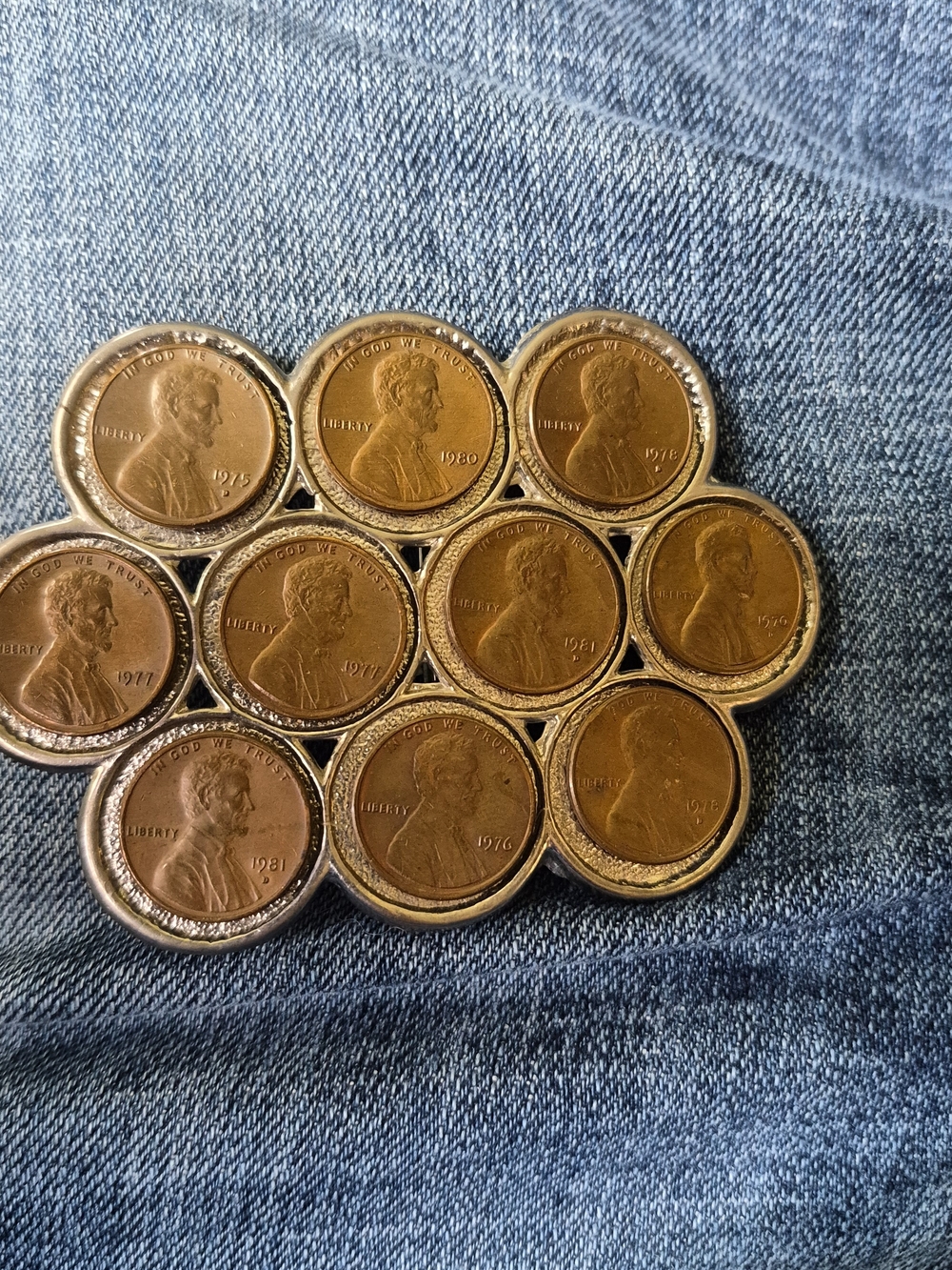 Vintage Penny Coin Belt Buckle - Brown/Gold Men's Accessory